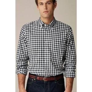 NWOT J.Crew Slim Secret Wash Cotton Poplin Gingham Shirt Blue Size L